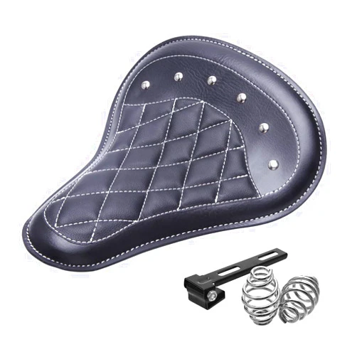 DREAMIZER Sportster Bobber Solo Seat - Motorcycle Solo Springer Seat Universal for Chopper Bobber - Black Rhombus