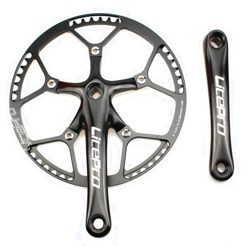 CYSKY Single Speed Crankset MTB Crankset 53T/56T/58T 170mm Crank Arm 130 BCD Mountain Bike Crankset IXF Crankset for Single Speed Bike, Road Bicycle, Fixed Gear, Fixie, Dahon (Square Taper, Black)