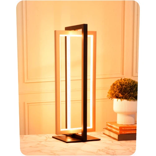 EDISHINE LED Table Lamp, 3 Color Temperatures Bedside Lamp (3000K 4500K 6000K), 750LM Stepless Dimmable Nightstand Lamp for Living Room Bedroom Office, Dual-Frame Rectangle, Angle Adjustable