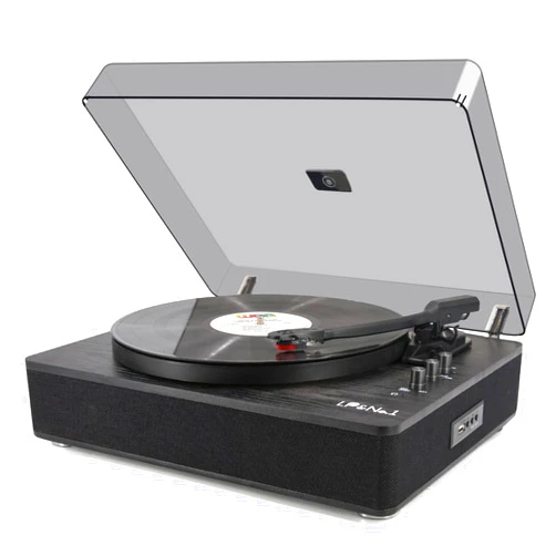 LP&No.1 Record Player Vinyl Turntables with Built-in Speakers and USB Play&Recording Belt-Driven Vintage Phonograph Record Player 3 Speed for Entertainment and Home Decoration(Black Wood)