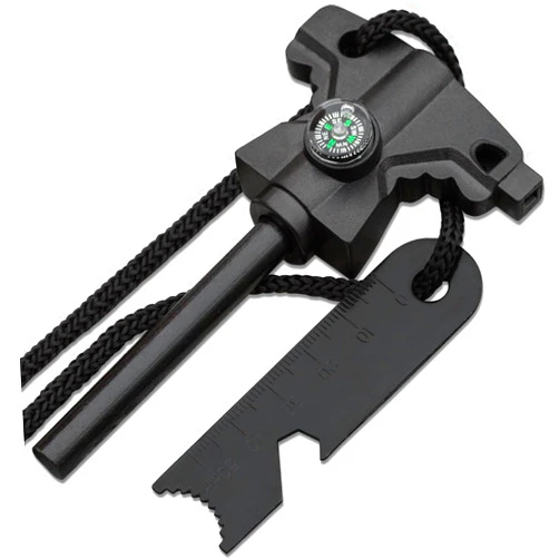 Babnecl Survival Fire Starter with Upgraded Butterfly-Shaped Handle & Built-in Compass & 150dB Whistle, 6-in-1 Flint Fire Starter for Camping