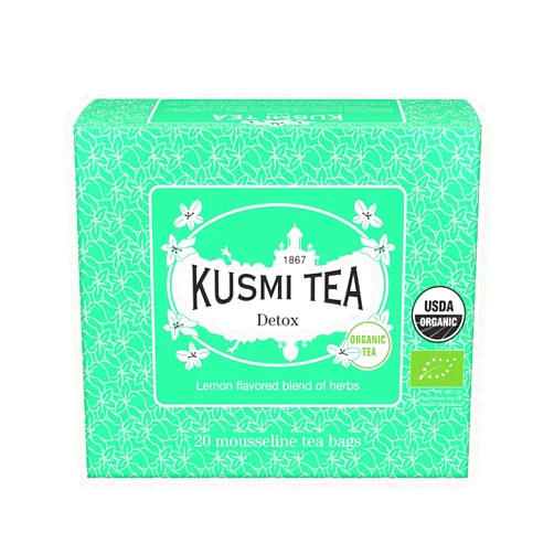 Kusmi Tea - Detox - Organic Blend of Green Tea, Mate & Lemon - Lemongrass, Rose Hip and Lemon Flavours - Enjoy Hot or Iced - Exotic Infusion Perfect for Tea Lovers - 20 Tea Bags