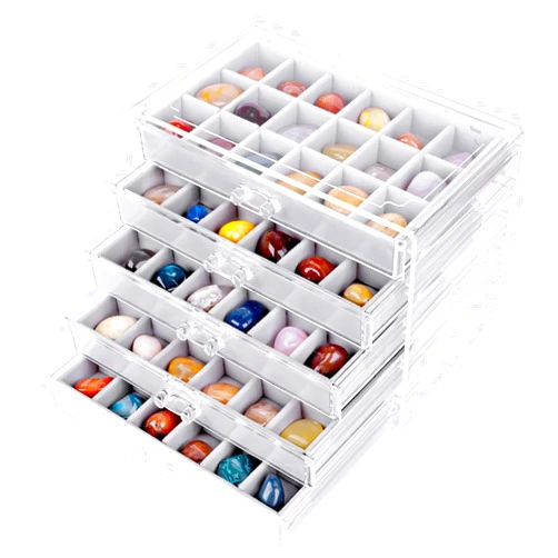 KIYTARBOO Rock Display Case,Rock Collection Box,90 Grid Rock Collection Display Case, Rock Collections Storage,Acrylic Clear Display Case Organizer for Gemstone Fossil Crystal Stone Collectibles