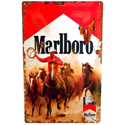 WFPI Marlboro Metal Tin Sign Painting for Bars Plaque Poster for Cafe Bar Pub Beer Wall Decor Cave Beer Signs Art Nostalgic Tin Sign Decor 8X12inches