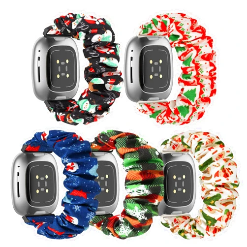 DKGKOO Scrunchie Watch Bands for Women Compatible with Fitbit Sense/Versa 3 Elastic Scrunchy Replacement Band Soft Stretchy Band For Fitbit Versa 3 /Sense