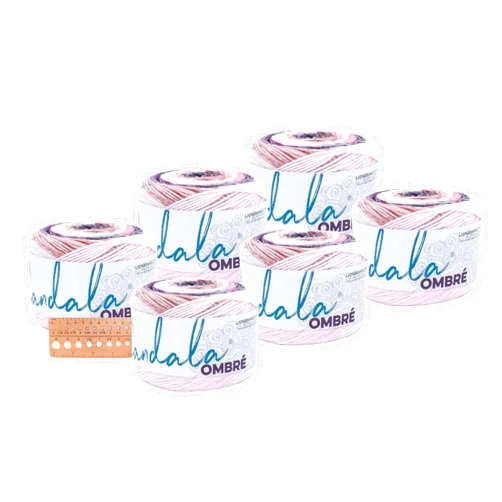 Lion Brand Yarn -Mandala Ombre - 6 Pack with Needle Gauge (Felicity)