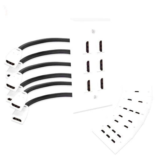 Mxtechnic Single Port 4K HDMI Wall Plate Outlet Cover with 6 Inch Female to Female High Speed HDMI Pigtail Cable for Video Game Systems,TV Boxes(6-Port)