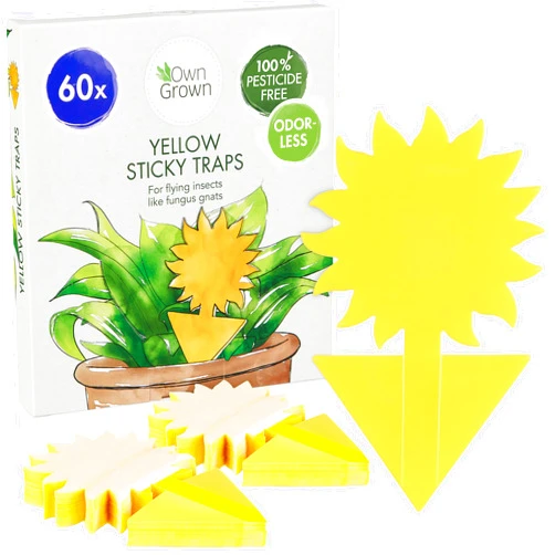 OwnGrown Yellow Sticky Traps for Gnats: 60x Sticky Fly Traps for Indoors – Gnat Traps for House Indoor Plants – Fruit Fly Trap OwnGrown