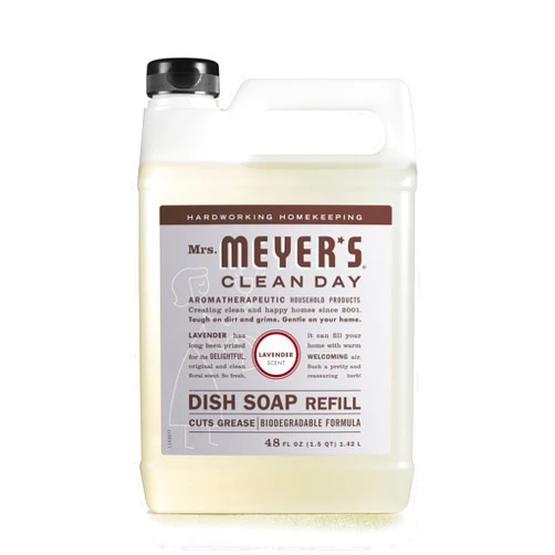 MRS. MEYER'S CLEAN DAY Liquid Dish Soap Refill, Biodegradable Formula, Lavender, 48 fl. oz