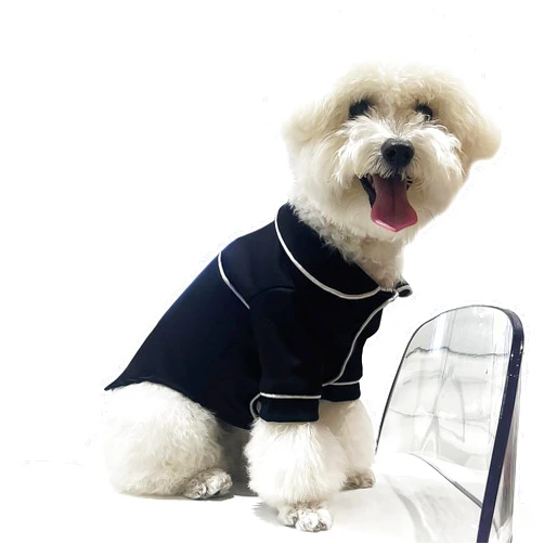 Toysructin Small Dog Cats Pajamas Silk, Polka Dots Soft Pet Shirts Loungewear Puppy Pjs Clothes for Dogs Yorkie Bulldog Cats Lapel Two-Legged Sleepwear Shirt for Puppy Kitten Kitty All Season Black