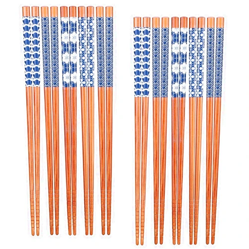 Antner 10 Pairs Natural Bamboo Chopsticks Japanese Style Reusable Chop Sticks, Dishwasher Safe Chopstick Set, 8.8 Inch/22.5cm