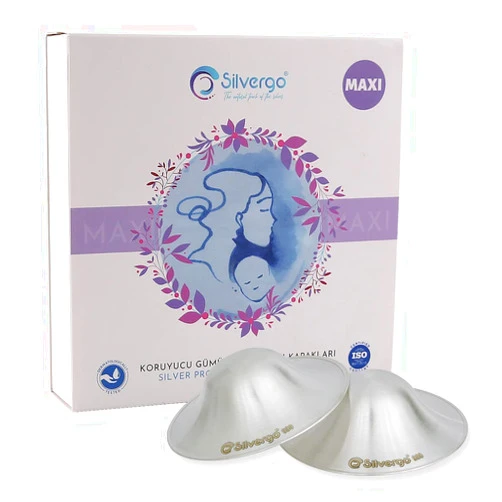 Silvergo The Original Silver Nursing Cups, Nipple Shields for Nursing Newborn, Nipple Covers Breastfeeding, Nipple Protector for Breastfeeding, Newborn Essentials Must Haves, 999 Pure Silver (Maxi)