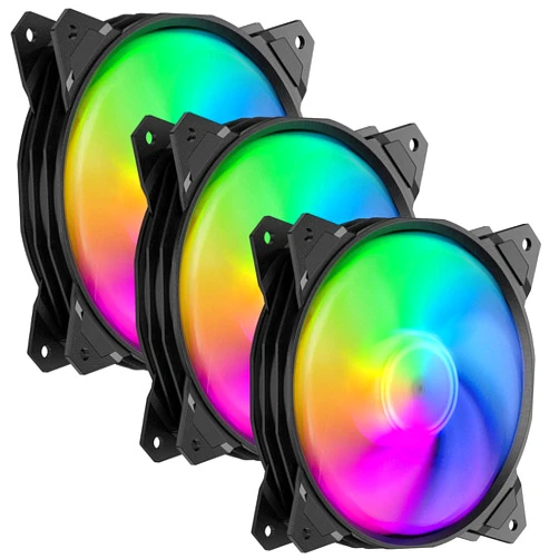 upHere Long Life 120mm PWM 4-Pin High Airflow Quiet Edition Rainbow LED Case Fan for PC Cases, CPU Coolers, and Radiators 3-Pack,(PF120CF4-3)