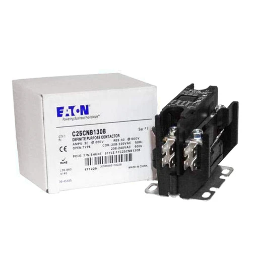 Airstar Supply C25CNB130B Definite Purpose Contactor, 1-Pole with Shunt, 30 Amp, 240 VAC Coil Voltage