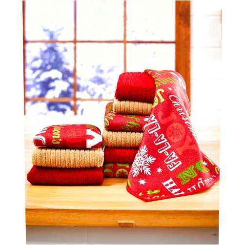 MJM Innovations Kitchen Towel Linen Set of 10 Pieces | 6 Dishcloths & 4 Towels | Microfiber Fall, Autumn, Thanksgiving, Harvest, Christmas Winter Season Holiday Themes (Seasons Greeting)