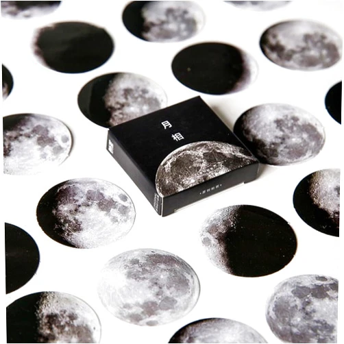OBUJOPAL 45Pcs Small Moon Stickers for Scrapbooking Journaling Planners Water Bottle Laptop Collage Envelope Phone Case DIY Art Crafts Decoration