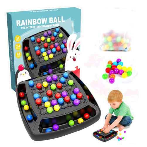 Agoname Intellectual Chessboard - Dual Duel, Strategy Board Games Chess Board, Rainbow Ball Elimination Game, Funny Tabletop Interactive Matching Game, Family Game Party Game for Kids and Adults