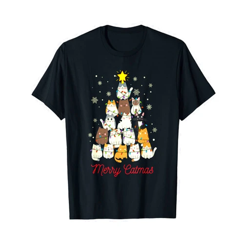 Catmass Merry Catmas Cat Christmas Tree Cat Lover T-Shirt