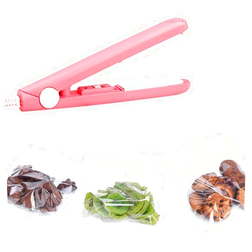 TUGUAI Food Bag Heat Sealer Handheld, Portable Mini Sealer Machine for Airtight Food Storage and Reseal Potato Chip Snack Bags, Household Appliances for Kitchen (Pink)
