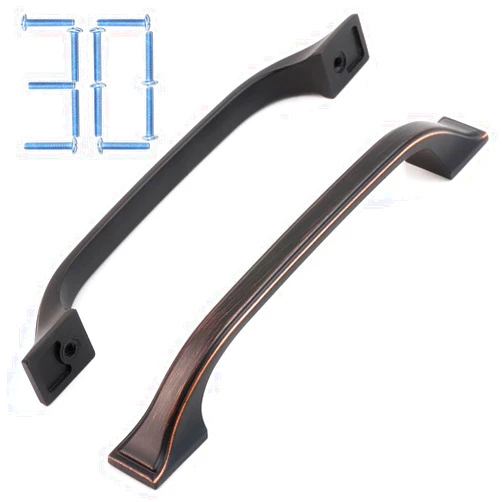 KOOFIZO 30-Pack Square Foot Craftsman Cabinet Bow Pull - Oil Rubbed Bronze Furniture Handle, 5 Inch/128mm Screw Spacing, 10-Pack for Kitchen Cupboard Door, Bedroom Dresser Drawer, Wardrobe Hardware
