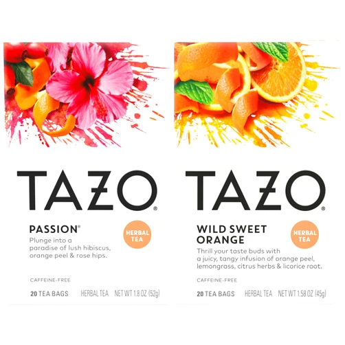 TAZO Tea Bags, Passion & Wild Sweet Orange Herbal Tea 20CT (1ea) (Variety Pack)