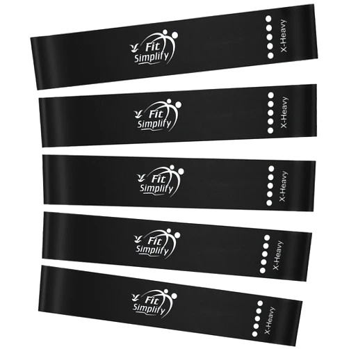 Fit Simplify Resistance Loop Exercise Fitness Bands with Instruction Guide and Carry Bag, Set of 5