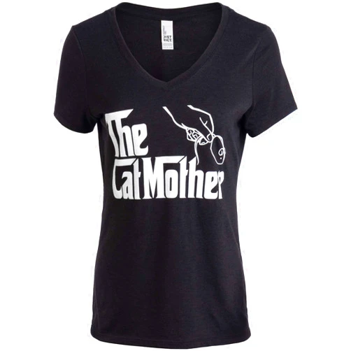 Ann Arbor T-shirt Co. The Catmother | Funny, Cute Cat Mother Mom Owner Pet Kitty Kitten Women V-Neck T-Shirt