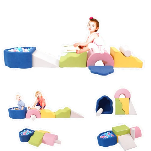 MOOZHEALTH Foam Climbing Blocks with Ball Pit,6 Pcs Baby Climbing Toys Colourful Soft Climb and Crawl Acticity Playset for Toddlers 1-3 Indoor,Crawling & Sliding Gym Equipment for Preschool