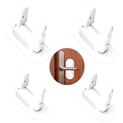 QYNuLi 4 Pcs Strong Adhesive Door Handle Baby Safety Door Locks Easy Install Kids Cabinet Child Proof Locks Safety Locks for Kitchen Cabinets Drawers Appliances