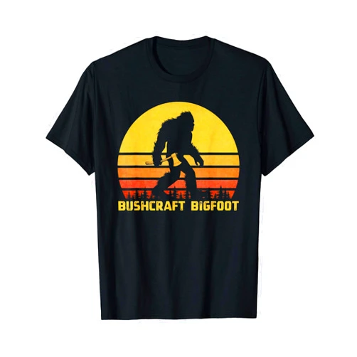 Bushcrafting Bigfoot Gift Apparel Retro Bigfoot Bushcraft Crytpid Sasquatch Bushcrafter T-Shirt