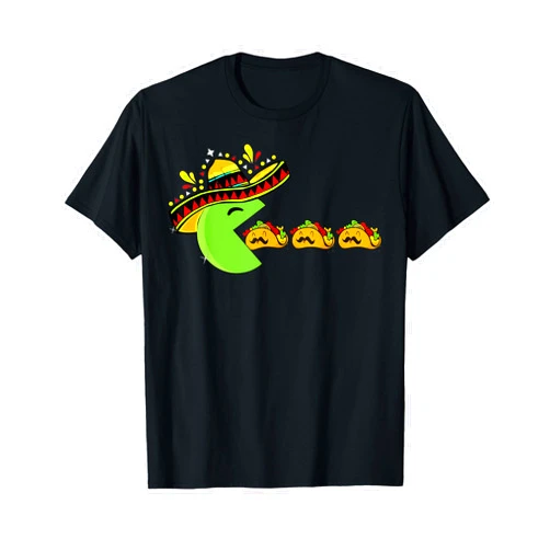 Dibble Dabble Designs Mexican Cinco de Mayo Sombrero Eating Funny Tacos with Mustaches Cinco de Mayo T-Shirt