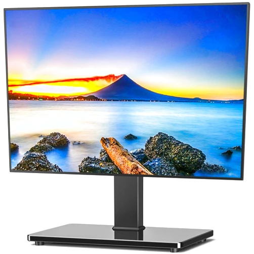 Rfiver Universal Swivel TV Stand Table Top TV Stand for 37-65,70,75 Inch LCD LED TV up to 110 lbs -Height Adjustable Center Pedestal Stand Replacement with Heavy Duty Tempered Glass Base