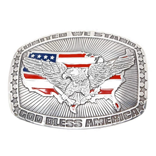 Nocona Boots Crumrine Men's Patriotic USA Eagle Buckle with 'United We Stand' and 'God Bless America' Engravings