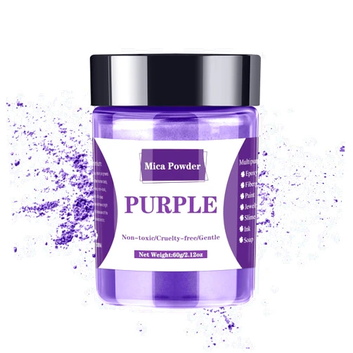 LightStone Mica Powder - 60g Mica Powder for Epoxy Resin - Pearl Pigment Powder Dye for Resin/Eye Shadow/Soap Making/Nails/Bath Bombs etc. (Purple)