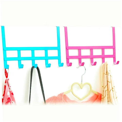 Acofuns Towels Key Coat Hat Clothes Bag Metal Wall Hanger Over Door Hook with 5 Hooks Storage Holder