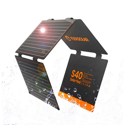 FlexSolar 40W USB Foldable Solar Panel Chargers 18W USB-A USB-C Portable Power Emergency ETFE Monocrystalline Small Panels IP67 Waterproof Camping Hiking Backpacking for Phones Power Banks Tablets