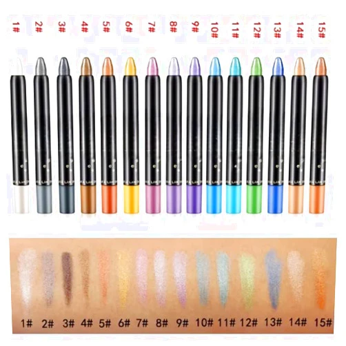 Flashstar Eyelid Color Eyeshadow Pencil, 15 Color Set - Waterproof Glitter Eye Shadow Eyeliner Pen for Women, Metallic Eyeliner Kit, Pearl Eyeliner