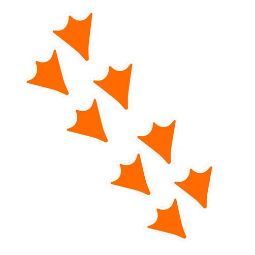 LiteMark 2 Inch Orange Removable Duck Web Foot Prints Decal Stickers for Floors and Walls - Pack of 48
