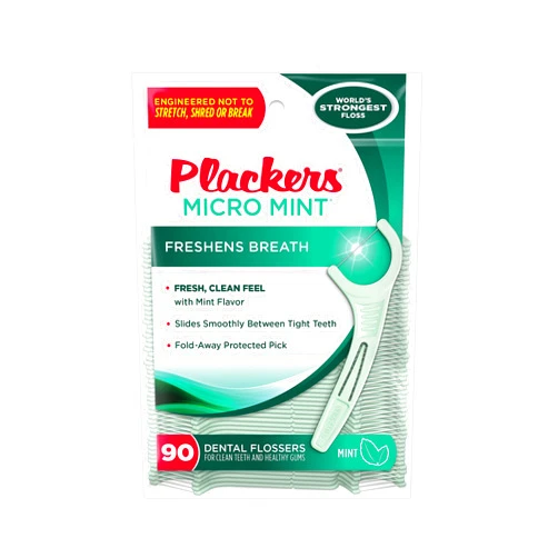 Plackers Micro Mint Dental Flossers, 90 Count (Pack of 6)