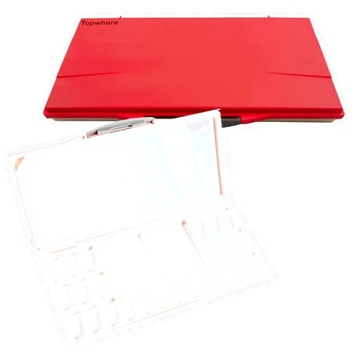 Topwhere Watercolor Painting Palettes 24-Wells with 2+1 Additional Spacious Mixing Areas, Folding Peel-Off Palette for Watercolor, Gouache, Acrylic Paint (Red, One Size)