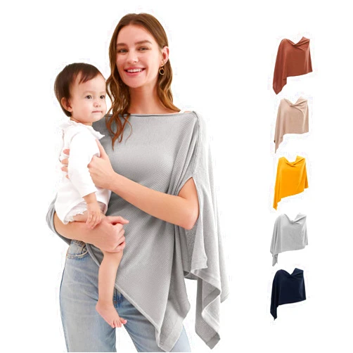 Momcozy Nursing Cover for Breastfeeding, Soft Privacy Poncho, Multi-Use Nursing Shawl, Portable Breast Feeding Covers for Women, Includes Laundry Bag (Grey)