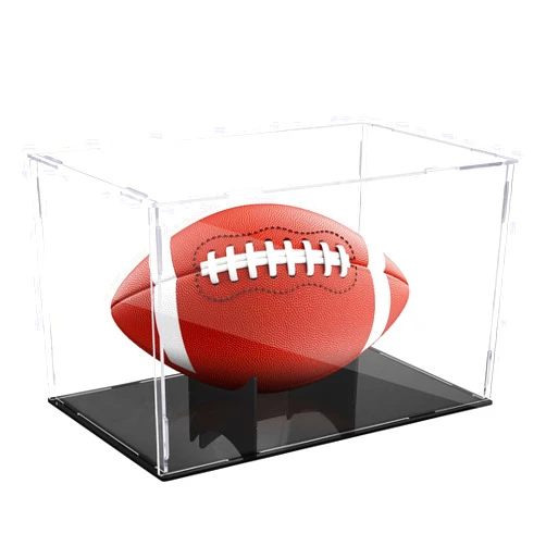 WYFHLPMMA Football Display Case Full Size，Memorabilia Display Box Cases for Football，Acrylic Clear Box with Wood Stand Solid Base (Portable Assembly of Acrylic)