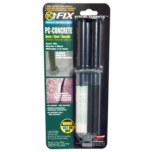 PC Products 70086 PC-Concrete Two-Part Epoxy Adhesive Paste for Anchoring and Crack Repair, 1.4 oz in Applicator Syringe, Gray