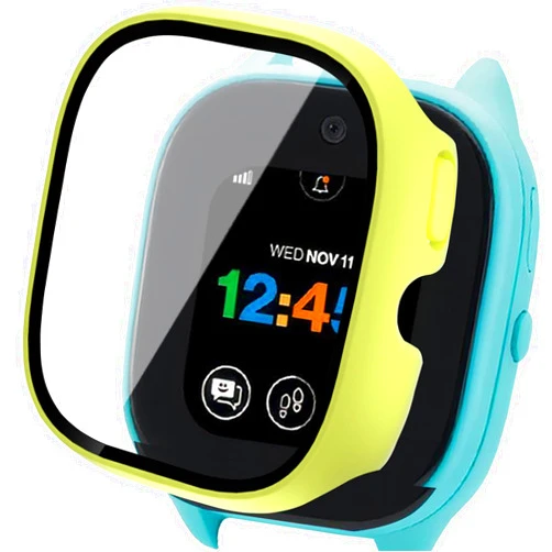 Pupvus Protector-Case For Gizmo-Watch 3 Screen-Protector - 1Pack Overall Hard PC Tempered Glass High Touch Sensitive Protective Case Accessories for Verizon Gizmo Watch 3 for kids (Kids Green)