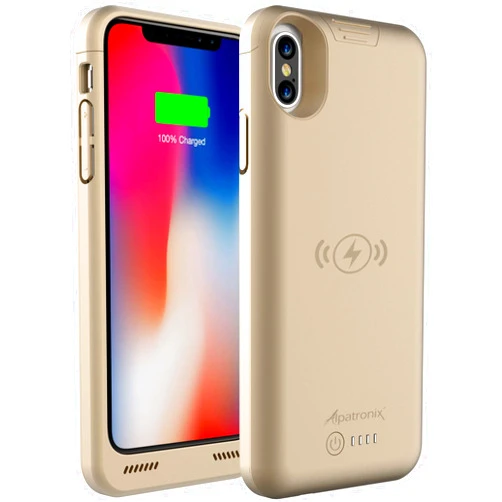 Alpatronix iPhone Xs/X Battery Case, 4200mAh Slim Portable Protective Extended Charger Cover with Wireless Charging Compatible with iPhone Xs & iPhone X (5.8 inch) BXX - (Gold)