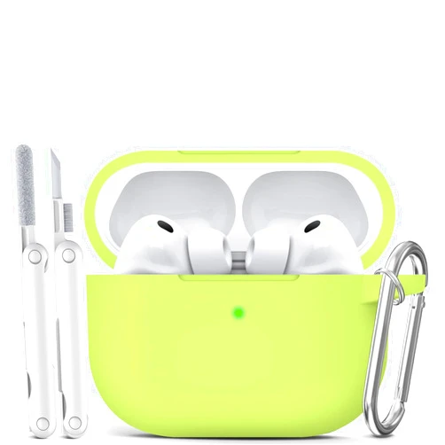 MCTOPZO for AirPods Pro 3 Case 2025 Come with Cleaner Kit,Soft Silicone Protective Cover for Apple AirPods Pro 3rd Generation Cases with Keychain, AirPod Pro 3 Case for Women Men-Fluorescent Green