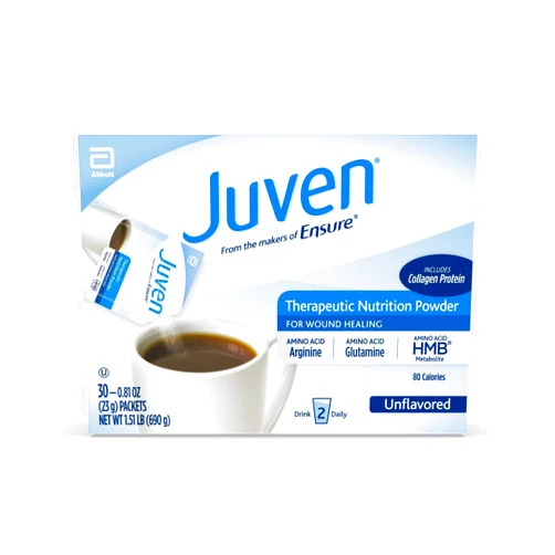 Juven Therapeutic Nutrition Drink Mix Powder for Wound Healing Support, Includes Collagen Protein, Unflavored, 30 Count