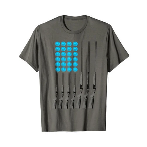 Patriotic Clay Pigeon Target Sporting Lover Outfit American Flag Trap Shooting Funny Skeet Sport Gift Men Women T-Shirt
