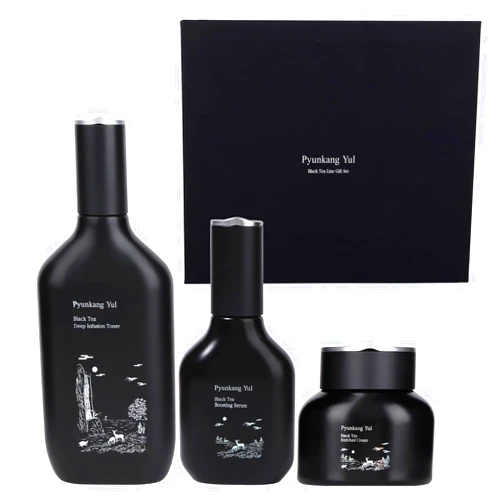 Pyunkang Yul [PKY] Pyunkang Yul Black Tea Line Gift Box Set, Deep Nurishment for Anti-aging, Rich Moisture Toner, Revitalizing Serum & Condensed Nourishing Cream, Zero-Irritation, Korean Skincare (3-item set)