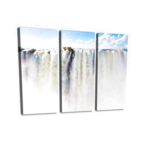 blaverr victoria falls from zambia waterfalls and pictures - Canvas Wall Art - Modern Office Decoration Painting Artwork for Living Room Bedroom - 3 Panels